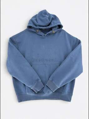 Iron Rebel Men XL Blue Embossed Logo Hoodie Pullover Gym Bodybuilding Sweatshirt